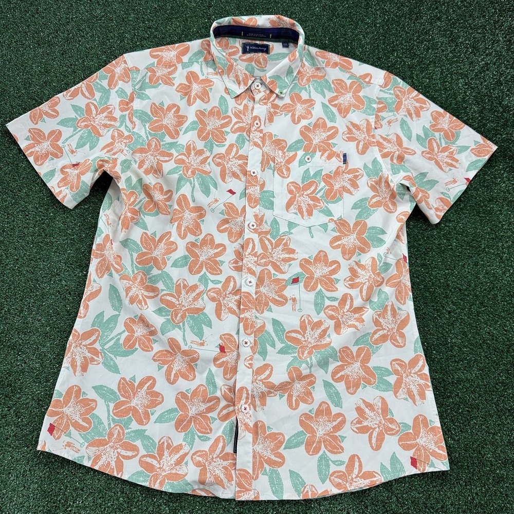 William Murray Button Front Shirt Men's Short Sleeve Size Large Floral Print - Picture 2 of 9